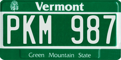 VT license plate PKM987