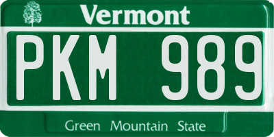 VT license plate PKM989