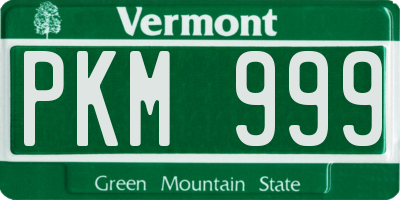 VT license plate PKM999