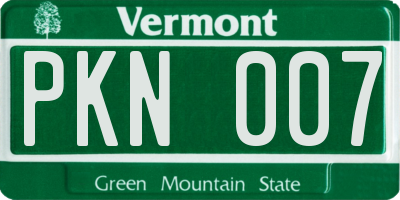 VT license plate PKN007