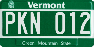 VT license plate PKN012
