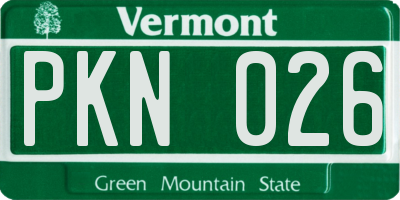 VT license plate PKN026