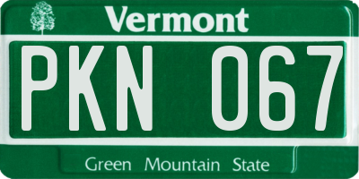 VT license plate PKN067