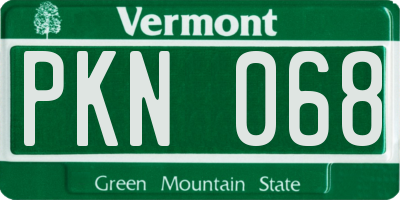 VT license plate PKN068