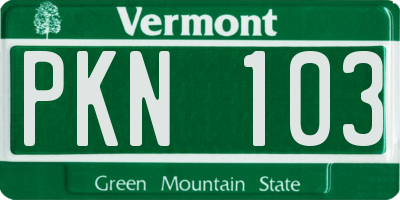 VT license plate PKN103
