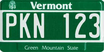 VT license plate PKN123