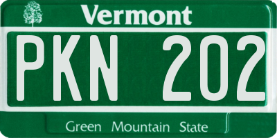 VT license plate PKN202