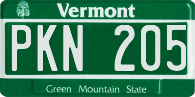 VT license plate PKN205