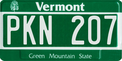 VT license plate PKN207