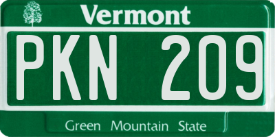 VT license plate PKN209