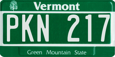 VT license plate PKN217