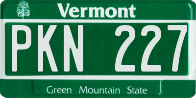 VT license plate PKN227