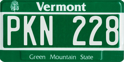 VT license plate PKN228