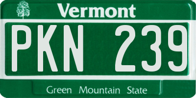 VT license plate PKN239