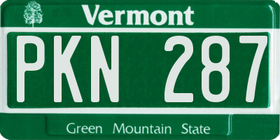 VT license plate PKN287