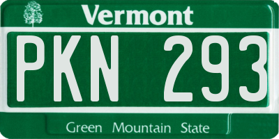 VT license plate PKN293