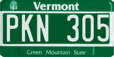 VT license plate PKN305