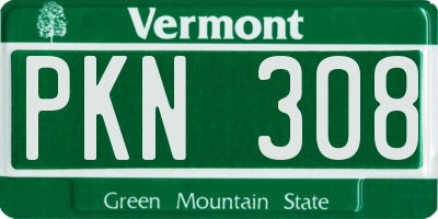 VT license plate PKN308