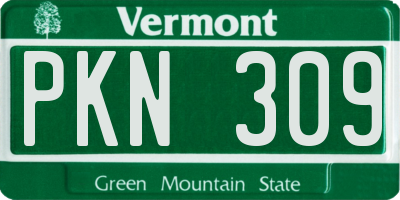VT license plate PKN309