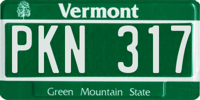 VT license plate PKN317