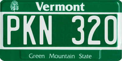 VT license plate PKN320