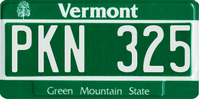 VT license plate PKN325