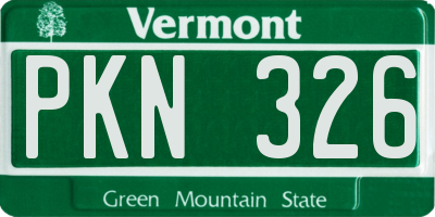 VT license plate PKN326