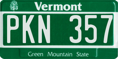 VT license plate PKN357