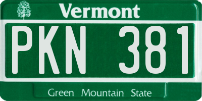 VT license plate PKN381