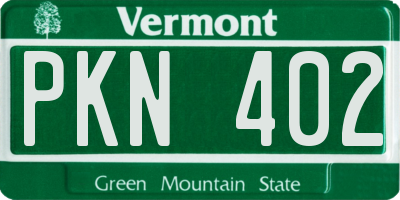 VT license plate PKN402