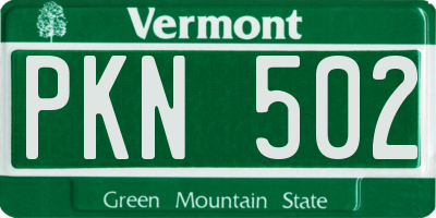 VT license plate PKN502