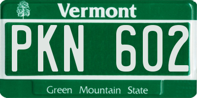 VT license plate PKN602
