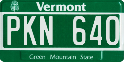 VT license plate PKN640