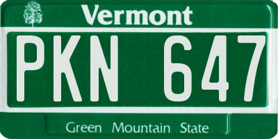 VT license plate PKN647
