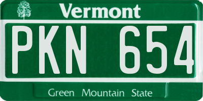 VT license plate PKN654