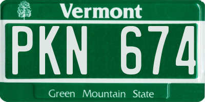 VT license plate PKN674