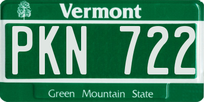 VT license plate PKN722
