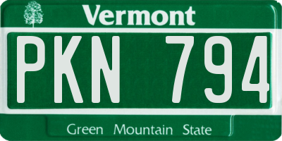 VT license plate PKN794