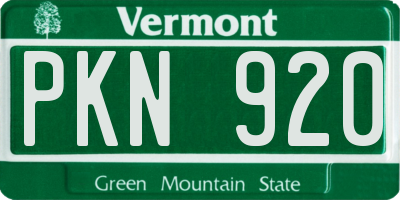 VT license plate PKN920