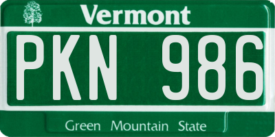 VT license plate PKN986