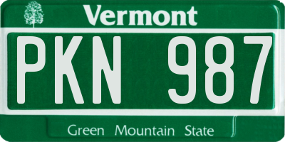 VT license plate PKN987