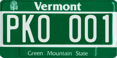 VT license plate PKO001