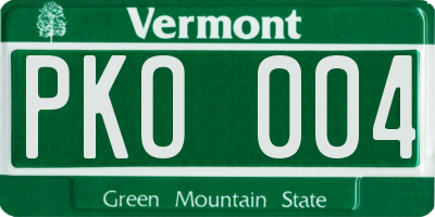VT license plate PKO004