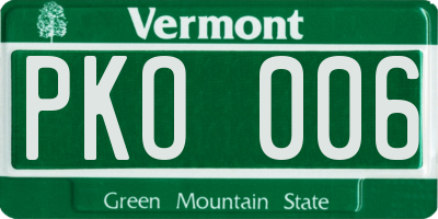 VT license plate PKO006