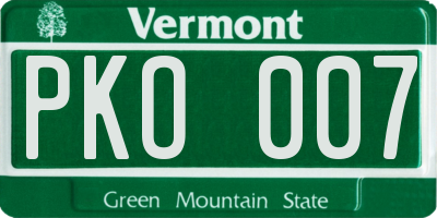 VT license plate PKO007