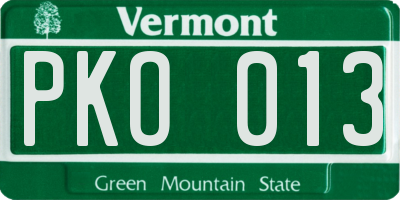 VT license plate PKO013