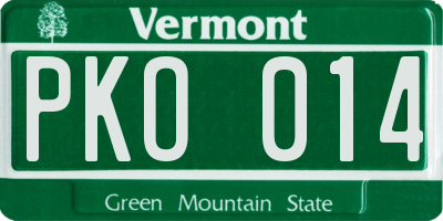 VT license plate PKO014
