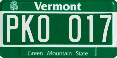 VT license plate PKO017