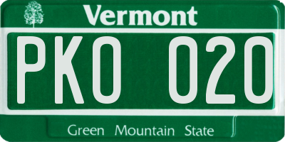 VT license plate PKO020