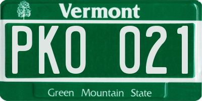VT license plate PKO021